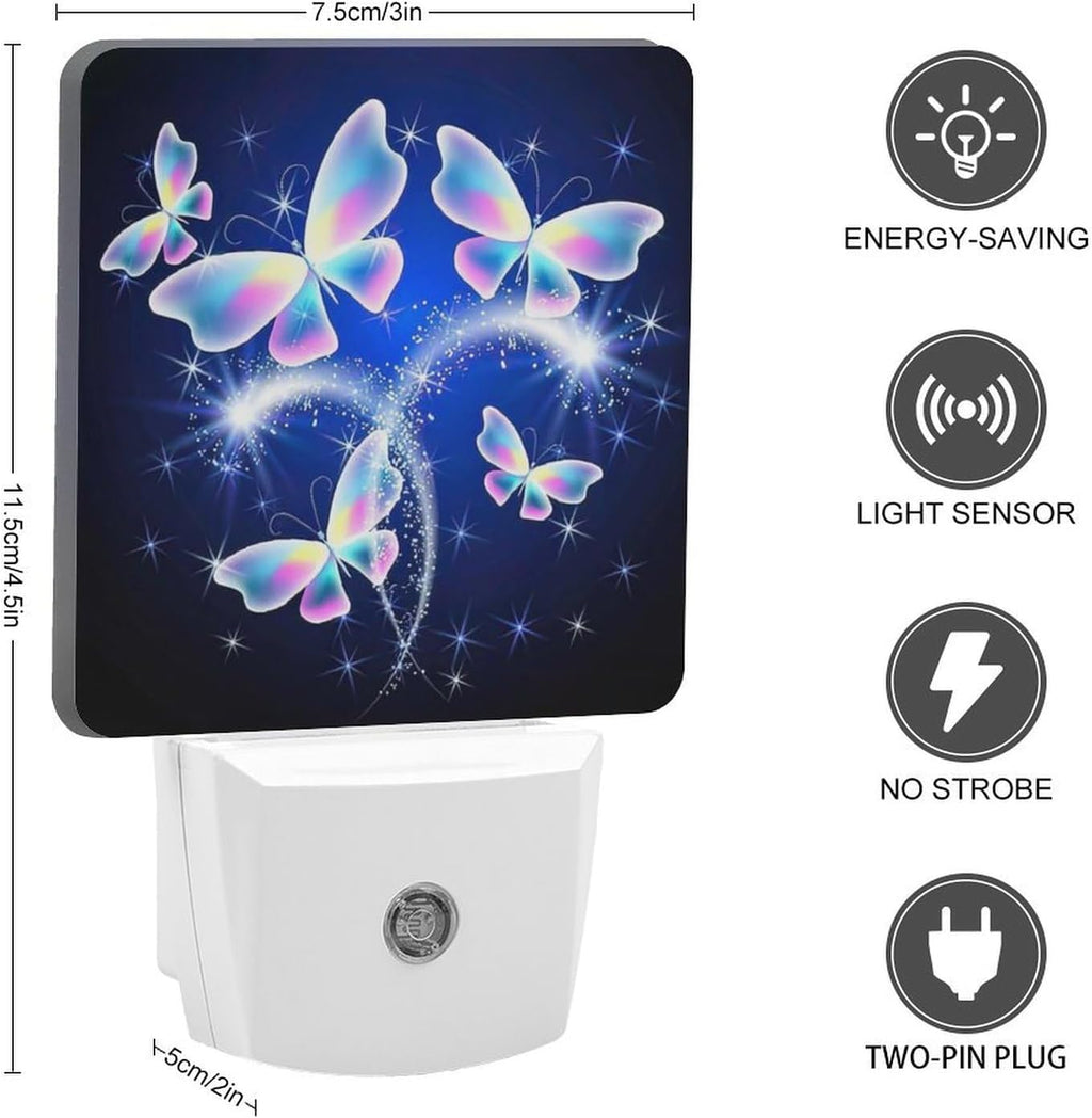 YKJAHSD Butterfly Night Light, Plug into Wall Decor Nightlights for Bedroom, Bathroom, Hallway, Kitchen, with Dusk to Dawn Light Aut…