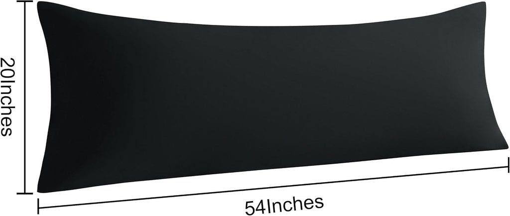 Ntbay Body Pillow Cases Set of 2, 2 Pack Brushed Microfiber 20x54 Pillow Cases, Soft, Wrinkle, Fade, Stain Resistant Black Pillow Cases wit…