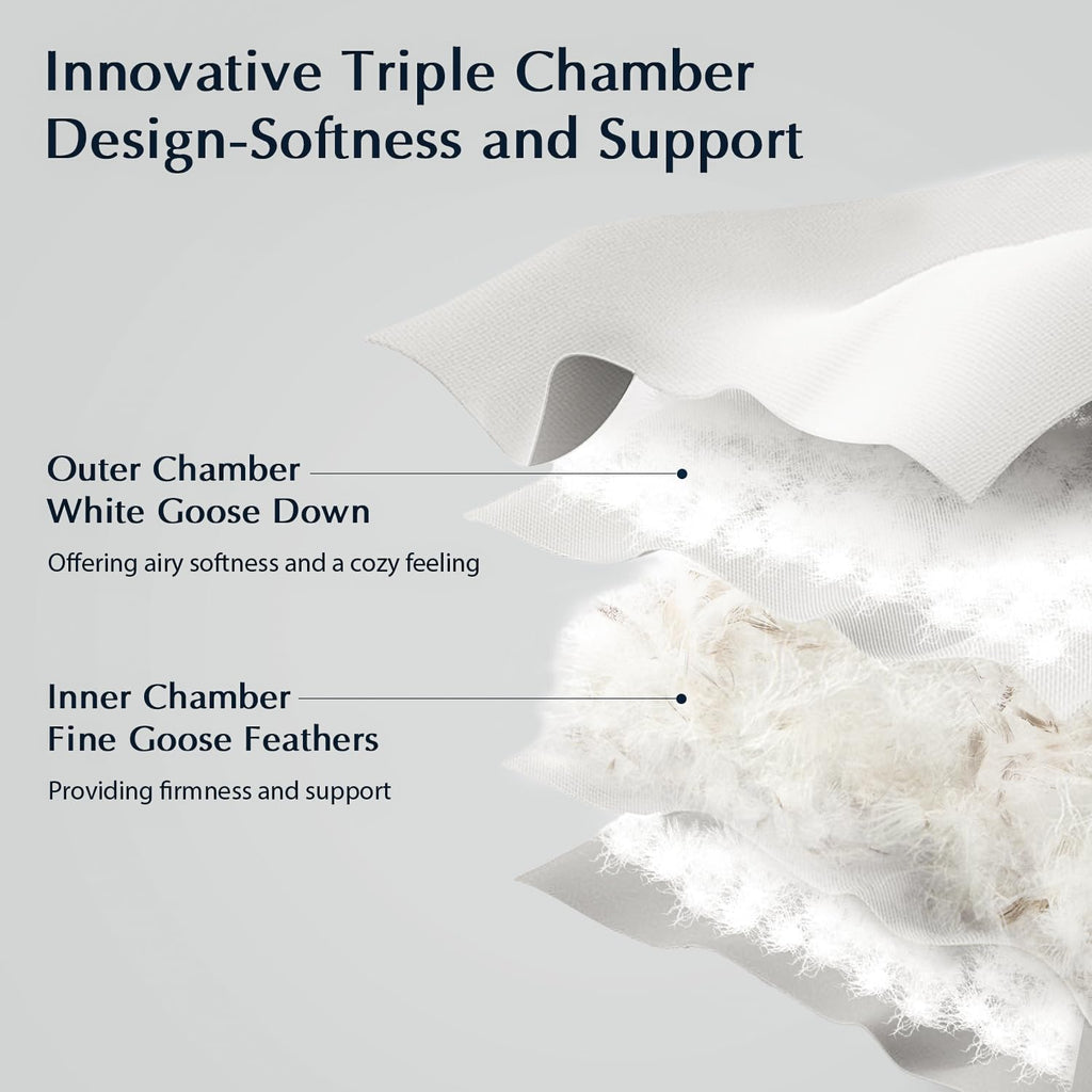 PacificCoast Pacific Coast Feather and Down Bed Pillows Standard Size Set of 2, Goose Feather and Down Hotel Pillow for Sleeping, Downproof…