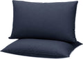 Flat Ultra Thin Bed Pillows Standard Size Pillow Set of 2 Extra Soft Down Alternative for Stomach Back Sleeper Dark Blue 20x26inches