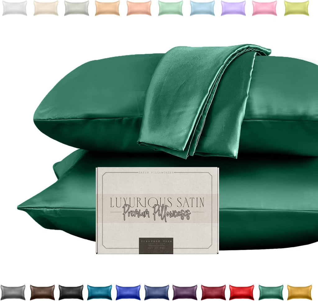 Elegantcomfort Elegant Comfort Silky and Luxurious 2-Piece Satin Pillowcase Set for Healthier Skin and Hair, Hidden Zipper Closure and Beau…