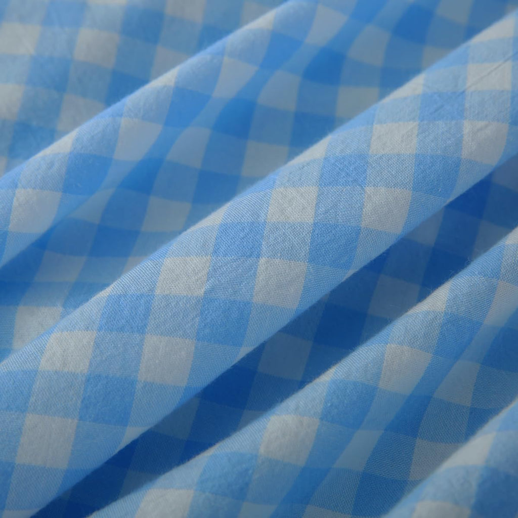 Mywinlle 2 Pack Vintage Sky Blue Plaid Ruffle Throw Pillow Covers, Washed Cotton Checkered Gingham Pillow Covers 20"x20" for Sofa, Couch, Bed…