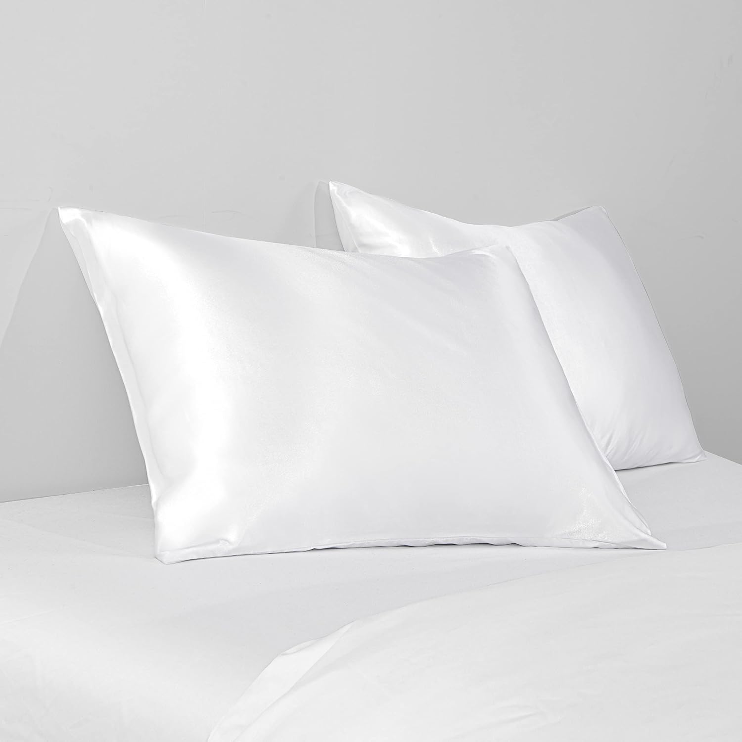 BEDSUM 2 Pack Queen Silk Satin Pillowcases for Hair and Skin, Silky Soft and Luxurious Bedding Pillow Cases with Envelope Closure, 20x30…