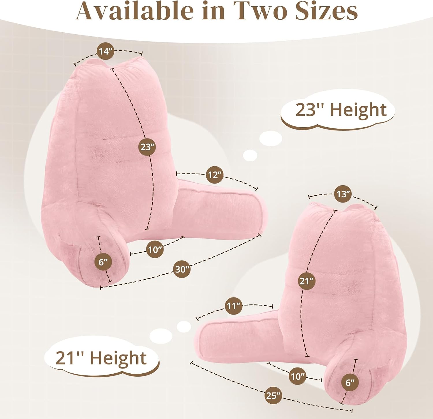 Sasttie Reading Pillow, Pillows for Reading or Relaxing – Ergonomic Support for Head, Neck, Back, and Lumbar, 21-Inch, Light Pink Pink