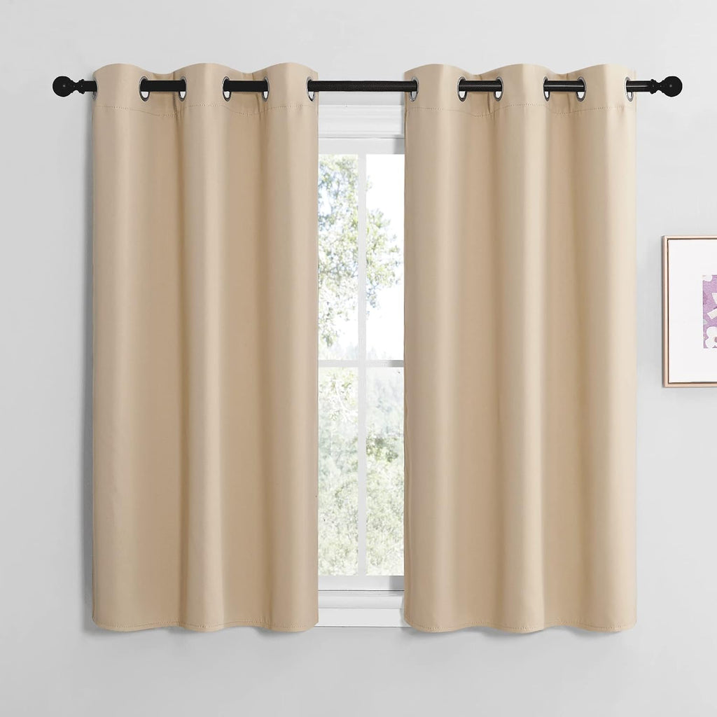 NICETOWN Room Darkening Draperies Window Curtain Panels, Thermal Insulated Grommet Room Darkening Curtains for Bedroom (Biscotti Beige, 2…