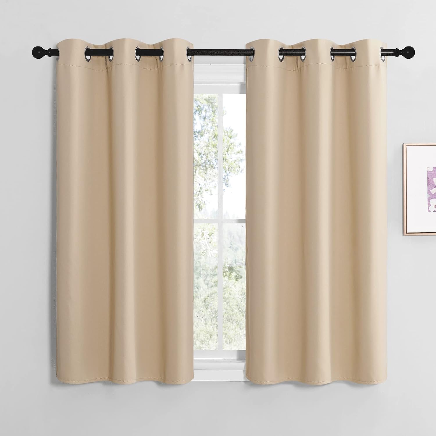 NICETOWN Room Darkening Draperies Window Curtain Panels, Thermal Insulated Grommet Room Darkening Curtains for Bedroom (Biscotti Beige, 2…