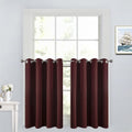 Yakamok 36 Inch Blackout Curtains for Kitchen, Grommet Sunlight Block Energy Saving Window Drapes for Bedroom Bathroom, Burgundy Red…