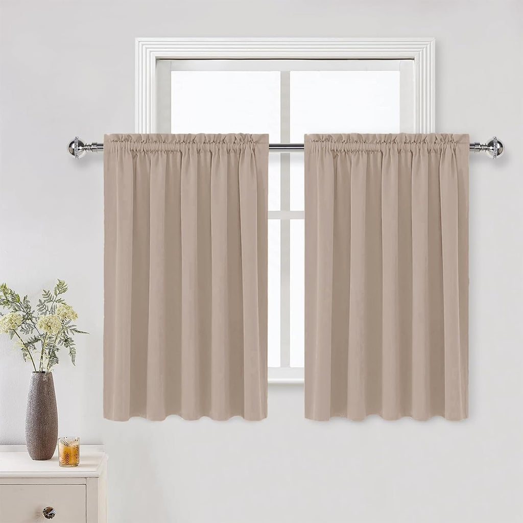 DWCN Blackout Curtains for Living Room Thermal Insulated, Energy Saving & Noise Reducing Bedroom Curtains, Camel, W 60x L 36 Inch, Set of…
