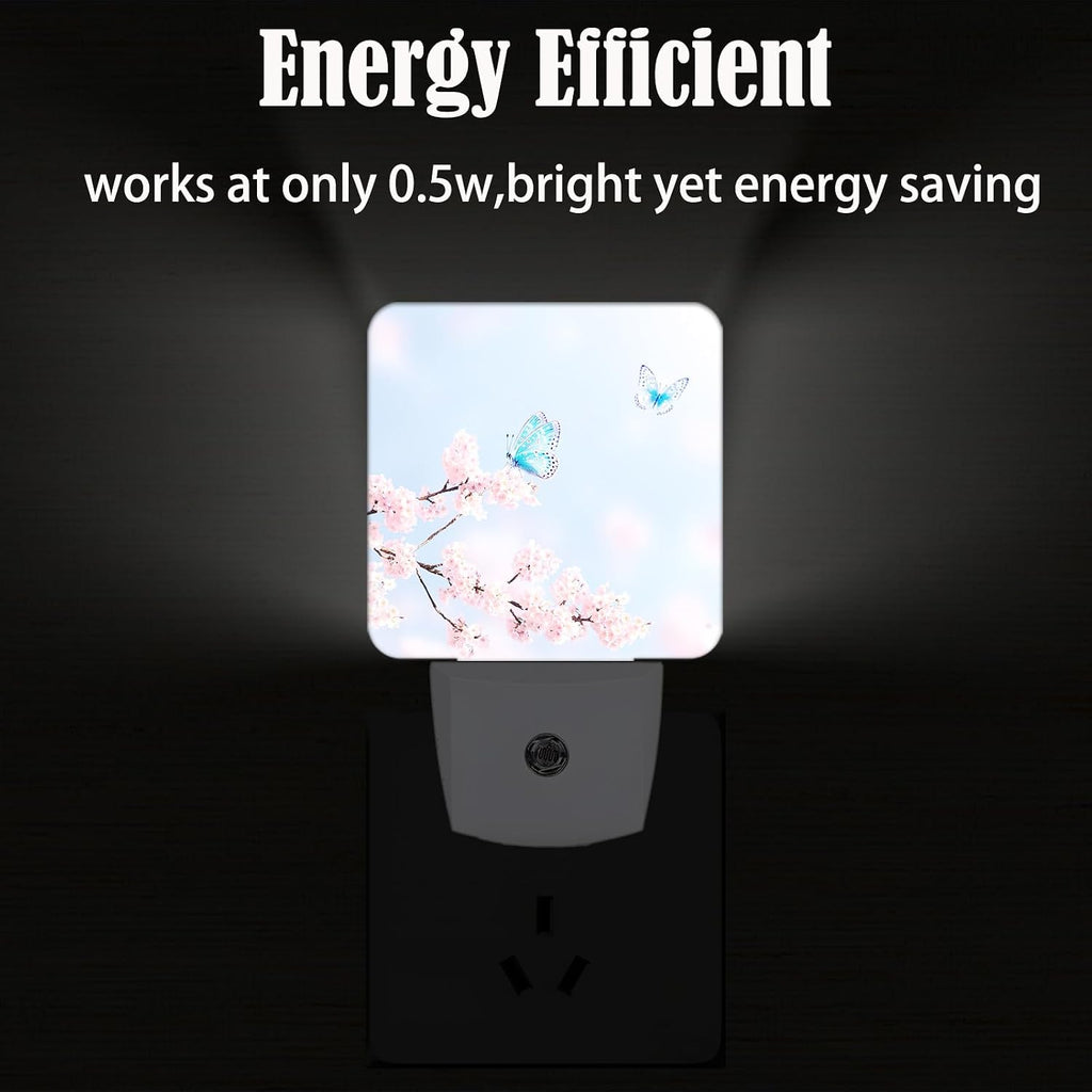 Groovy Butterfly and Flower Night Light, Plug Into Wall for Boys Girls Bedroom Decorative Square Night Light Lamp 0.5w Sleep Friendly