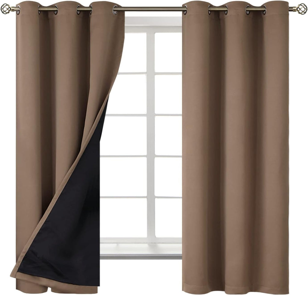 BGment Total Thermal Insulated 100% Blackout Curtains for Bedroom with Black Liner, Double Layer Full Room Darkening Noise Reducing Grommet…
