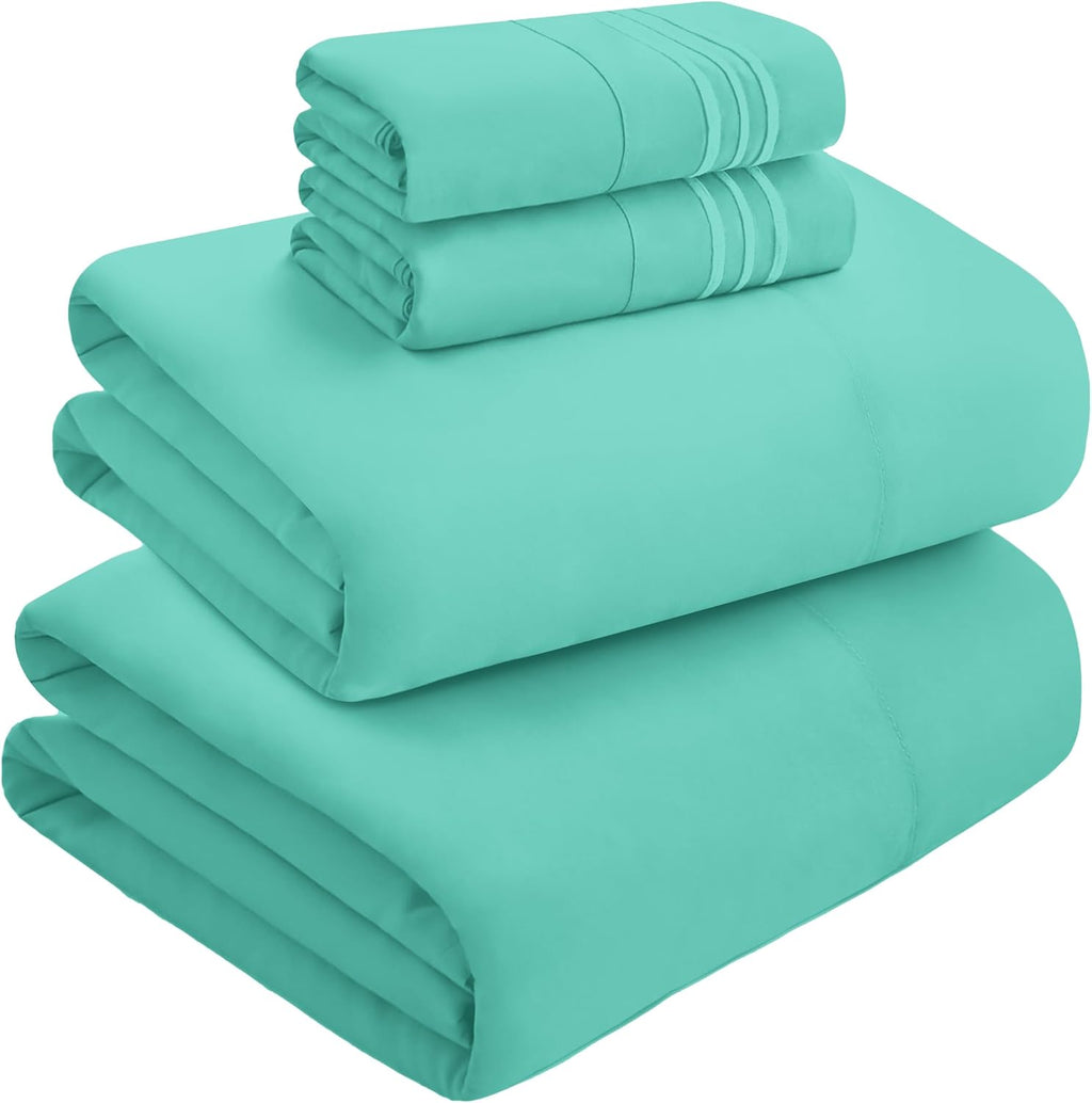 MocassiLuxuryBedding Mocassi Twin Size 4-Piece Bed Sheet Set - 1800 Hotel Quality Microfiber 18-24 Inches Extra Deep Pocket Fitted Sheet- L…