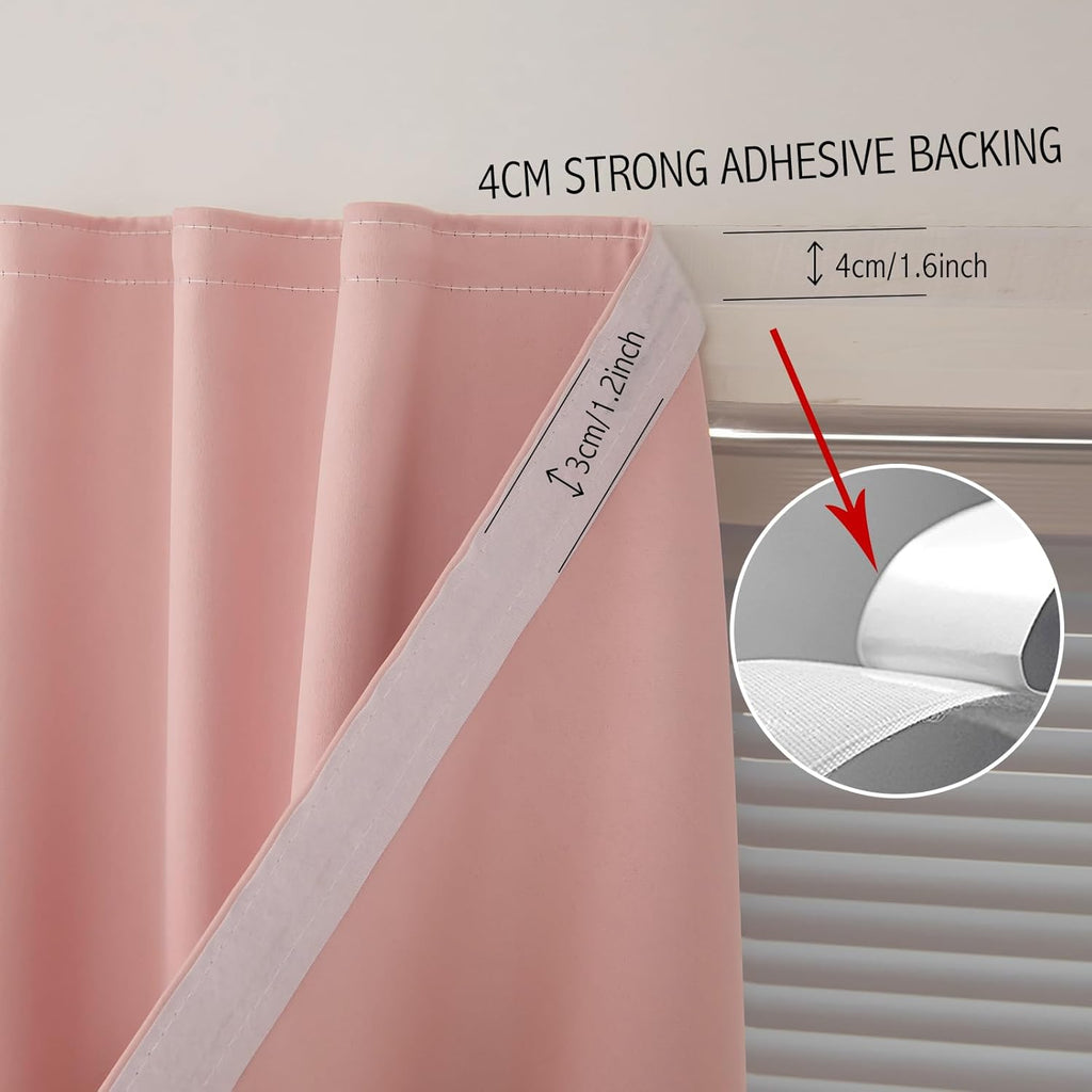 Self Adhesive Blackout Curtains- Stick on Curtains Shades Window Blinds Curtains No Rod Needed Easy to Hang Curtain, Use for Bedroom…