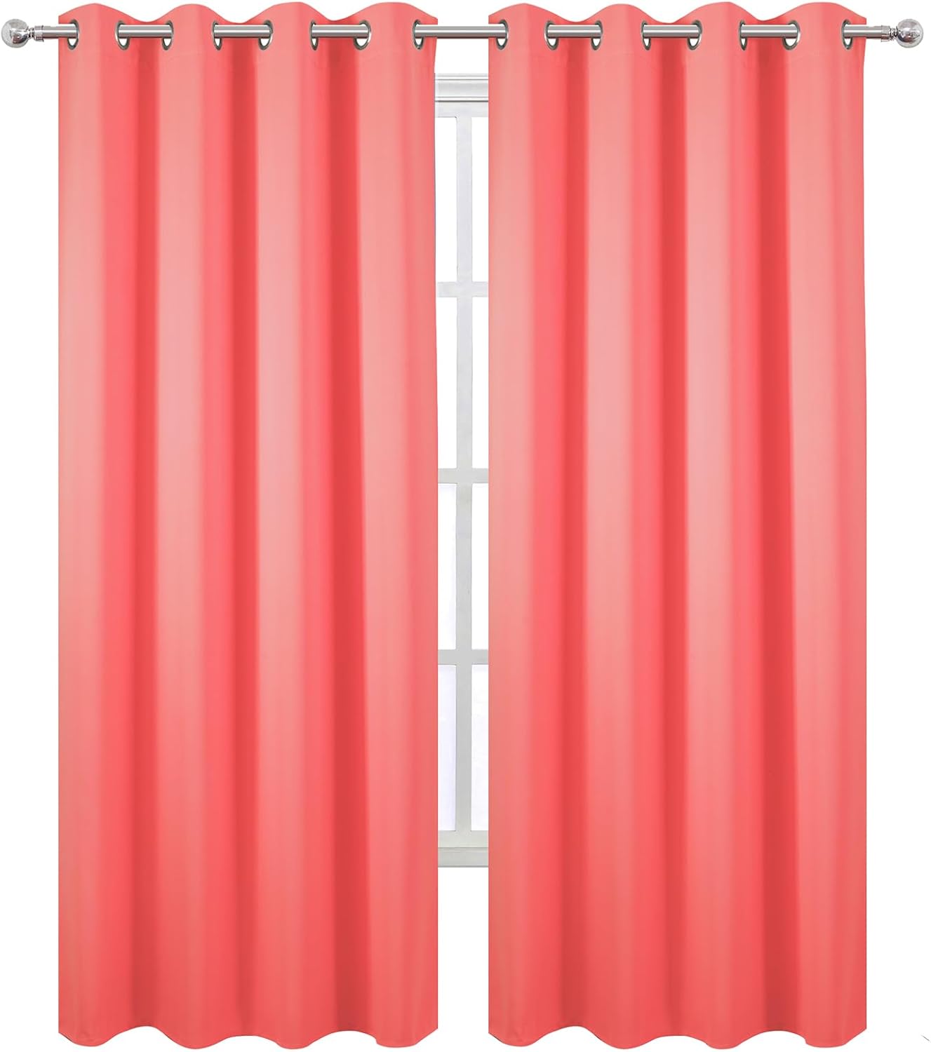 Lemomo Blackout Curtains 52 x 120 Inch Long Coral Curtains Set of 2 Panels Room Darkening Curtains for Bedroom and Living Room 120 Inch sil…