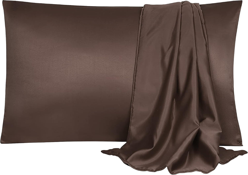 uxcell 2 Pack Silk Satin Pillowcase for Hair and Skin, Cool, Silky, Soft Breathable Pillow Cases Travel Size 14x20 Inch Sateen Pillowcase B…