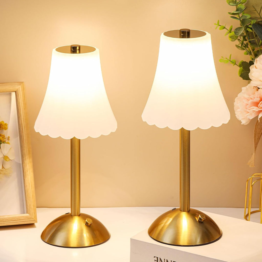 Liliful 2 Pcs Cordless Table Lamp Rechargeable Touch LED Small Gold Portable Battery Operated USB-c Desk Lamp 3 Color Dimmable for…