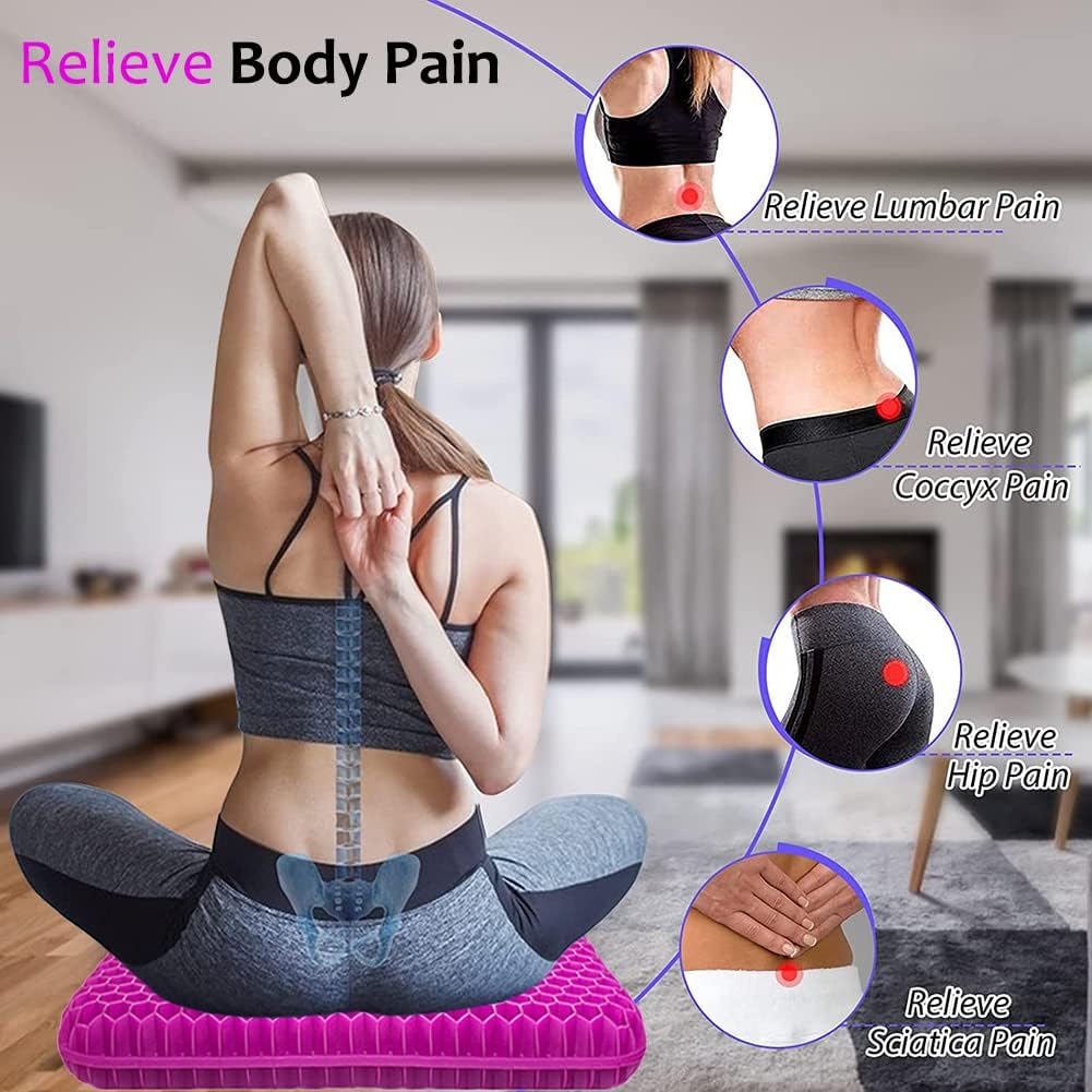 Helishy Gel Seat Cushion for Long Sitting, Extra Thick Gel Cushion for Wheelchair Soft Chair Pads for Office Home Chairs Car Seats Long Tri…