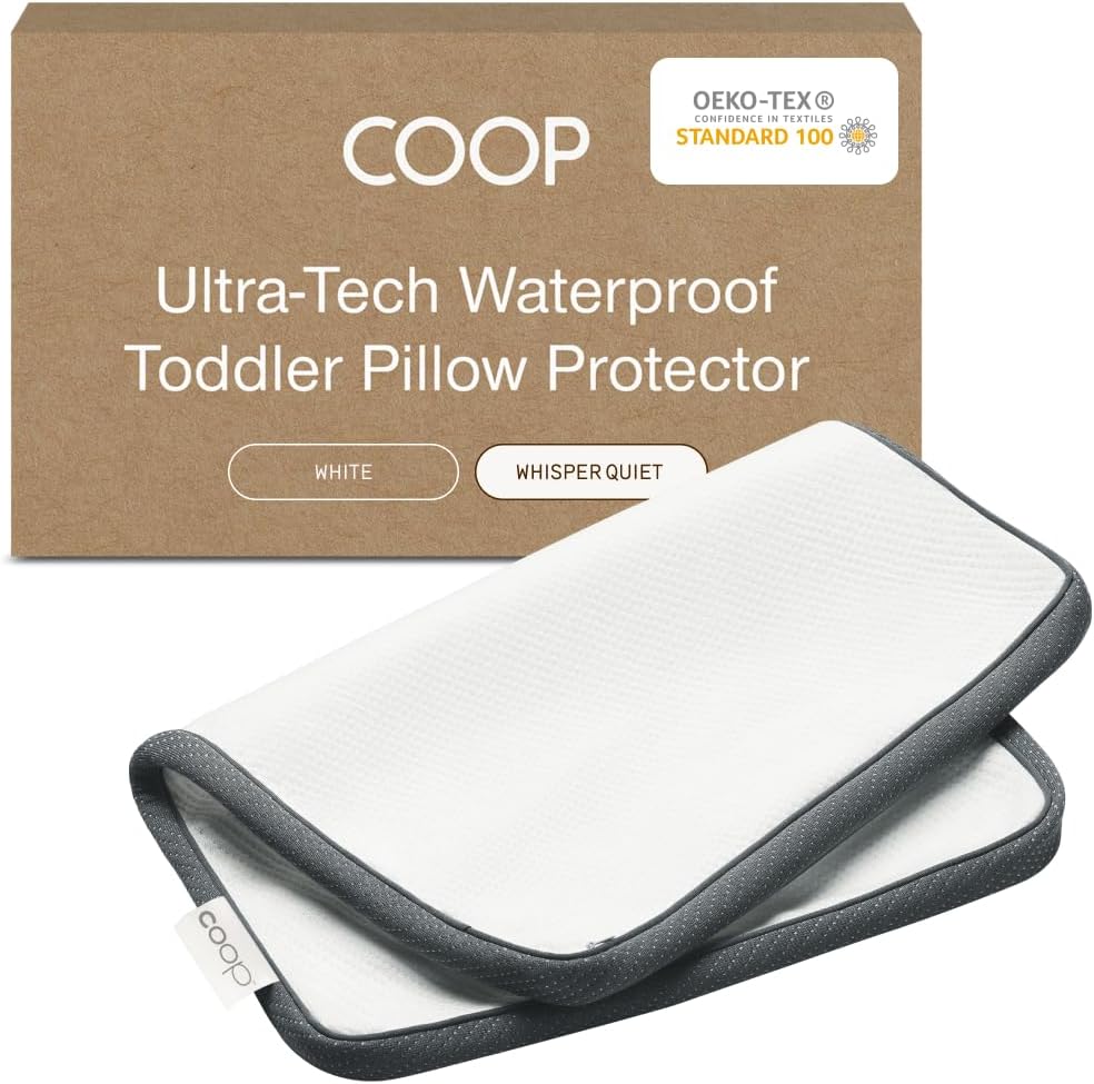 Coop Home Goods Ultra-Tech Toddler Pillow Protector White for Memory Foam Pillows, Waterproof, Toddler Size Pillow Covers, Oeko-Tex…