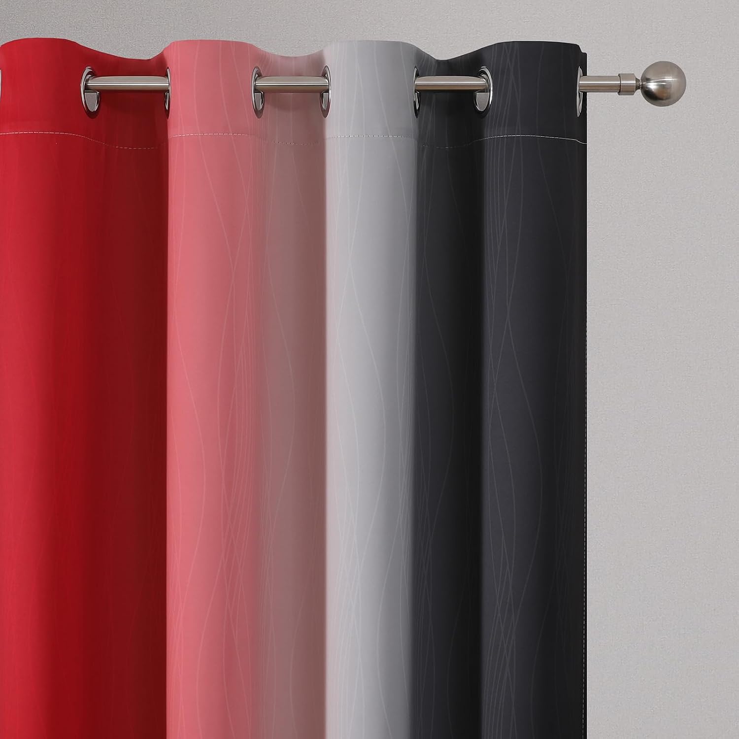 Estelartextiler Estelar Textiler Red and Black Ombre Blackout Curtains 102 Inches Long 2 Panels Set, Thermal Insulated Drapes for Bedroom, F…