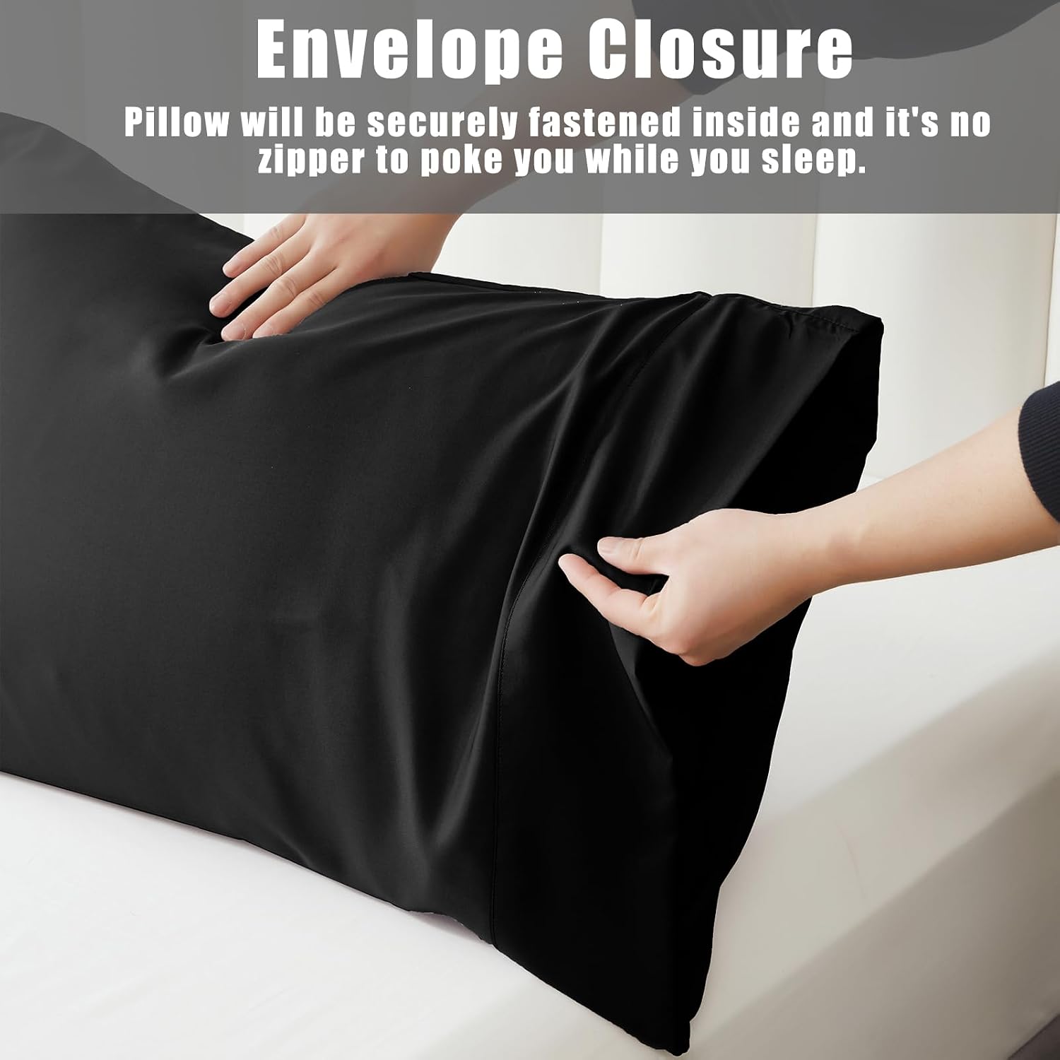 TELUS Black Pillow Cases Queen Size 2 Pack, Bamboo Rayon Cooling Pillowcases with Envelope Closure, Cool Breathable Pillow Case for Hot…