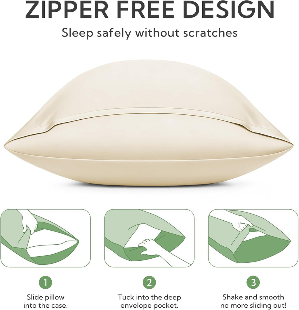 MR&HM Pillow Cases Queen Size Set of 2, Cooling Pillow Case for Hot Sleepers 20"x30", Breathable & Moisture Wicking, Soft Envelope Pil…