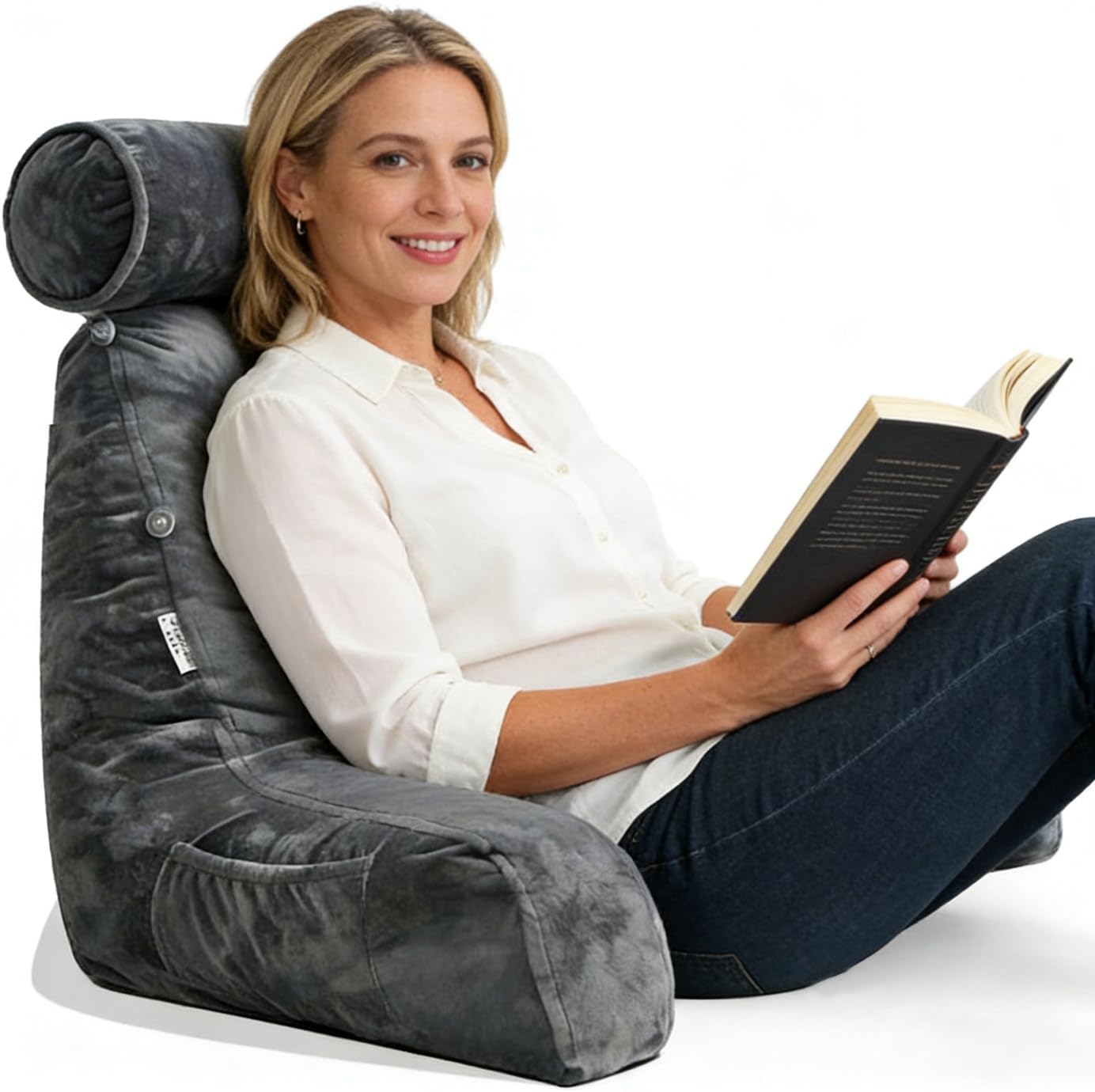 mittaGonG Extra Large Reading Pillow for Sitting in Bed Adult with Detachable Neck Support Cushion & Backrest Pillow for Bed with Arms and…
