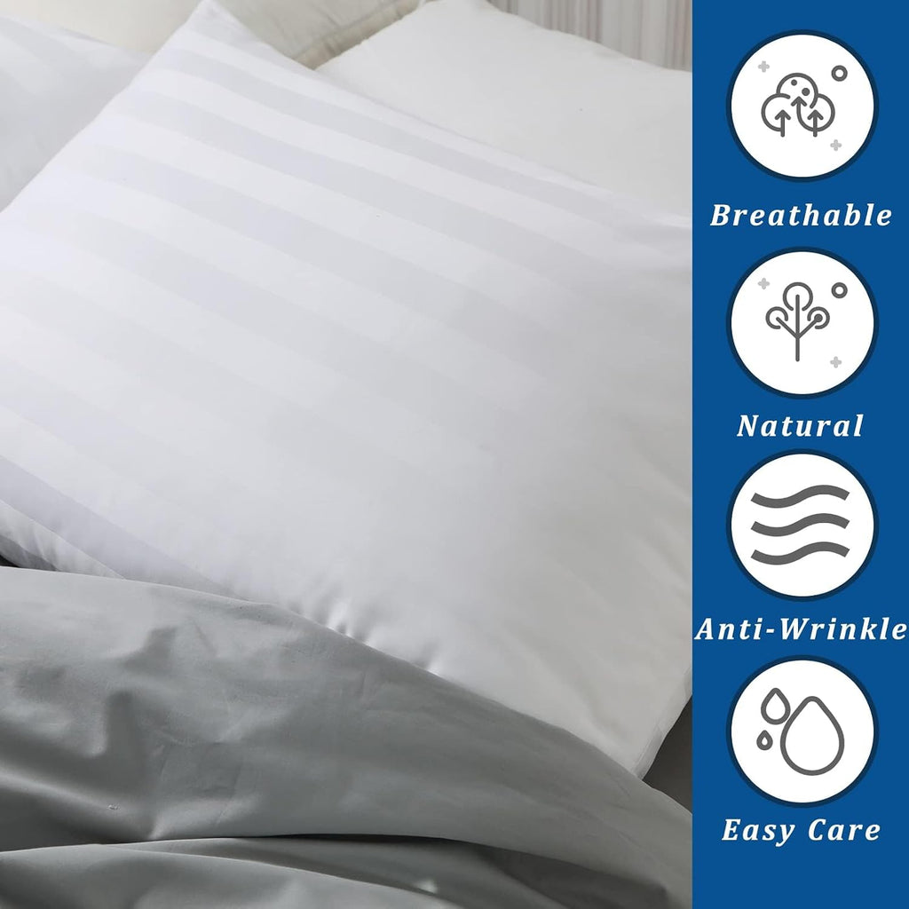 ZaizaiHome Pillow Cases Standard Size, 100% Egyptian Cotton Pillow Protectors with Zipper, 400 Thread Count Sateen Weave White Pillowcases…