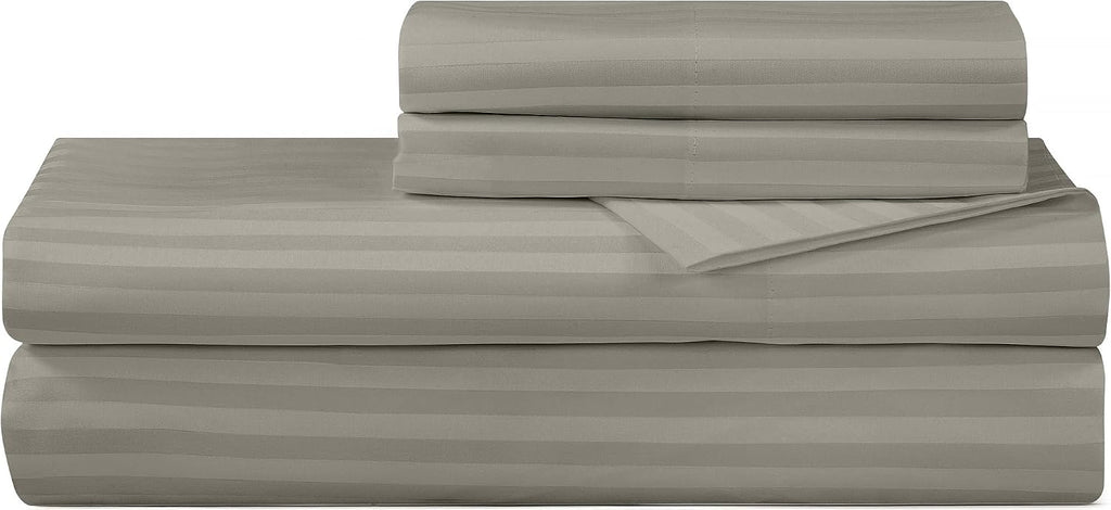 Royalelinens ROYALE LINENS 300 Thread Count 100% Long Staple Combed Cotton Striped Sheet Set - 3 Piece Twin Bed Sheets - 1 Fitted, 1 Flat &…