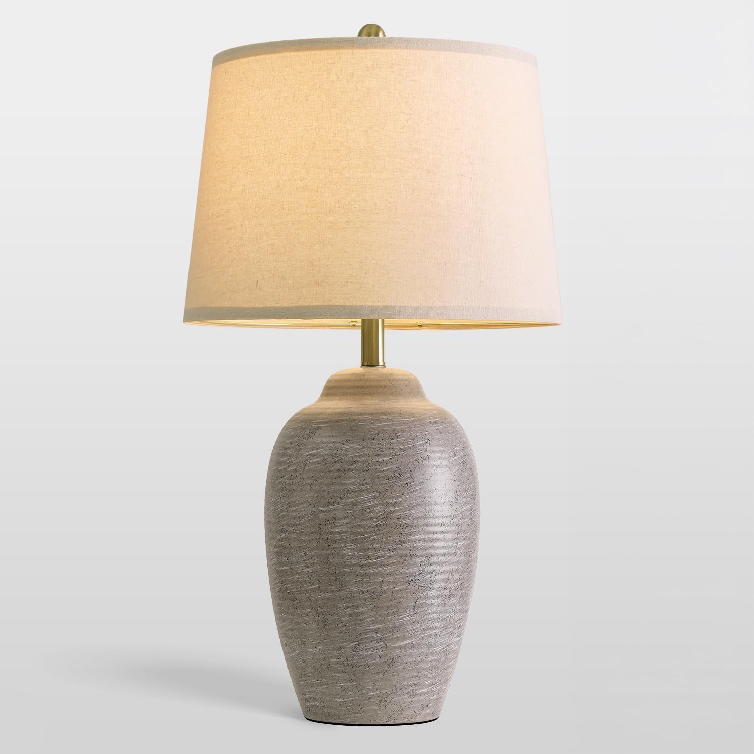 USumkky 29.5" Tall Vintage Ceramic Table Lamp with 5FT Cord - Single Large Rustic Farmhouse Bedside Lamp with Linen Shade & Natural Texture…