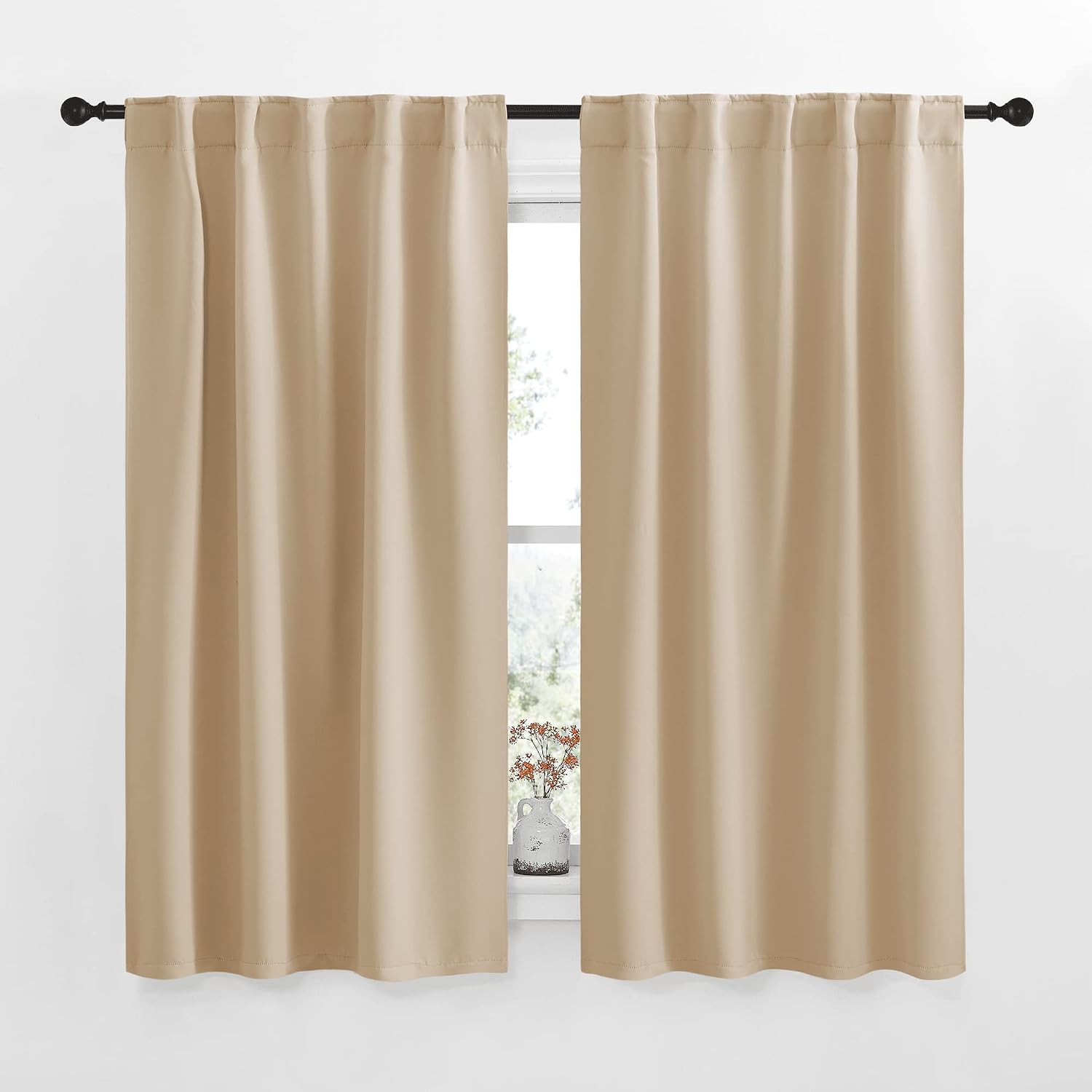NICETOWN Window Treatment Curtains Room Darkening Drapes - (Biscotti Beige Color) 42 Width X 63 Drop Each Panel, 2 Panels Set, Thermal…