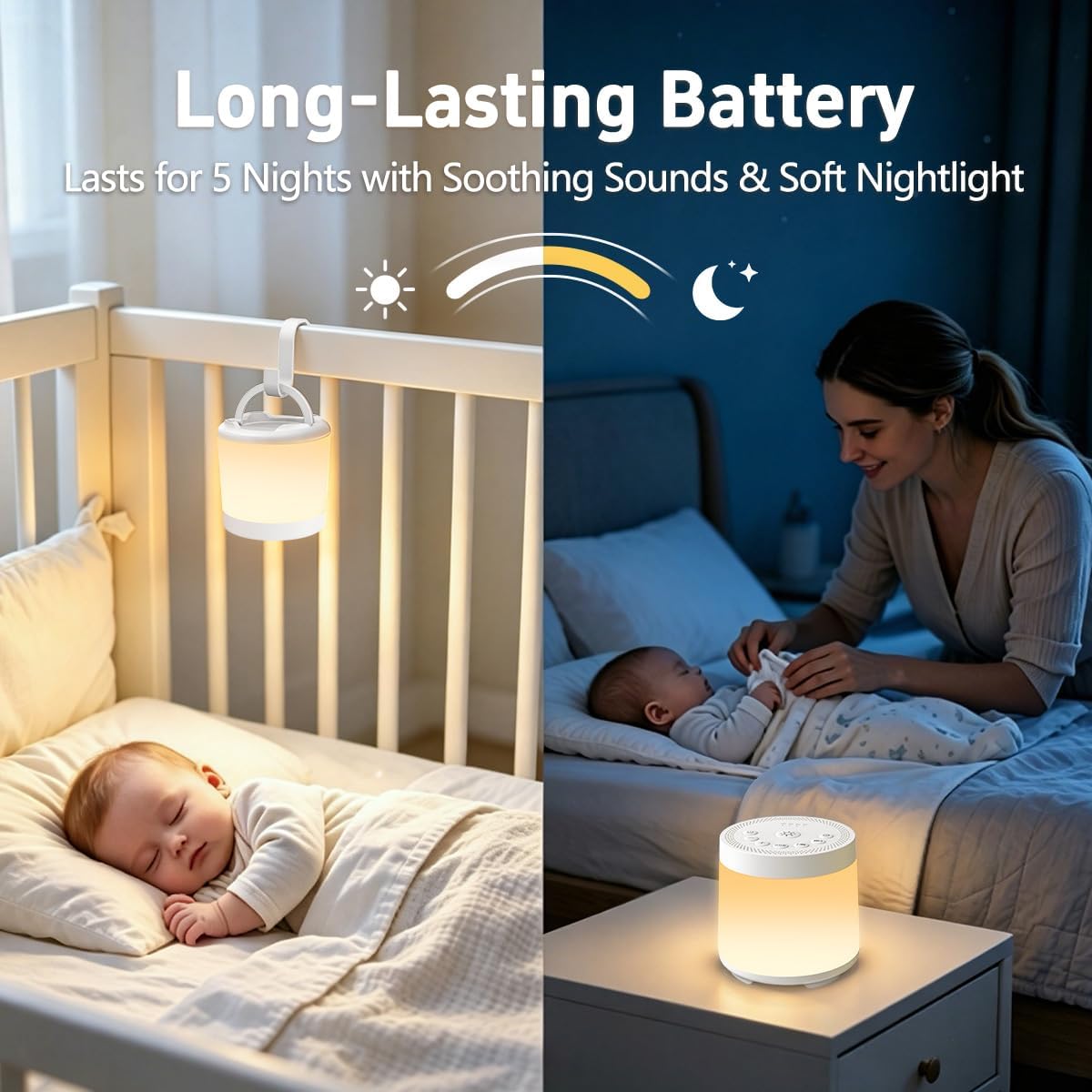 Baby Sleep Night Light Sound Machine Battery Nursery Night Lamp 12 Colors 30 Soothing Sounds for Newborn Toddler Kids Adults White Noise…