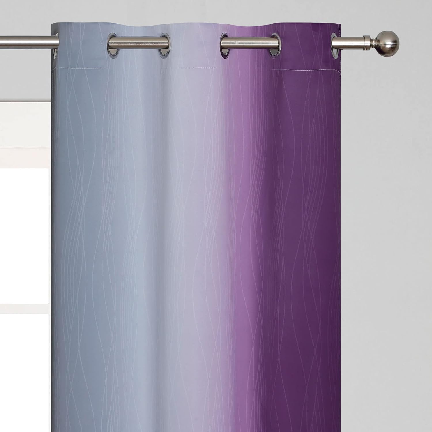 Estelartextiler Ombre Purple and Gray Blackout Curtains 63 Inch Length 2 panels, Full Room Darkening Grommet Thermal Insulated Gradient Dra…