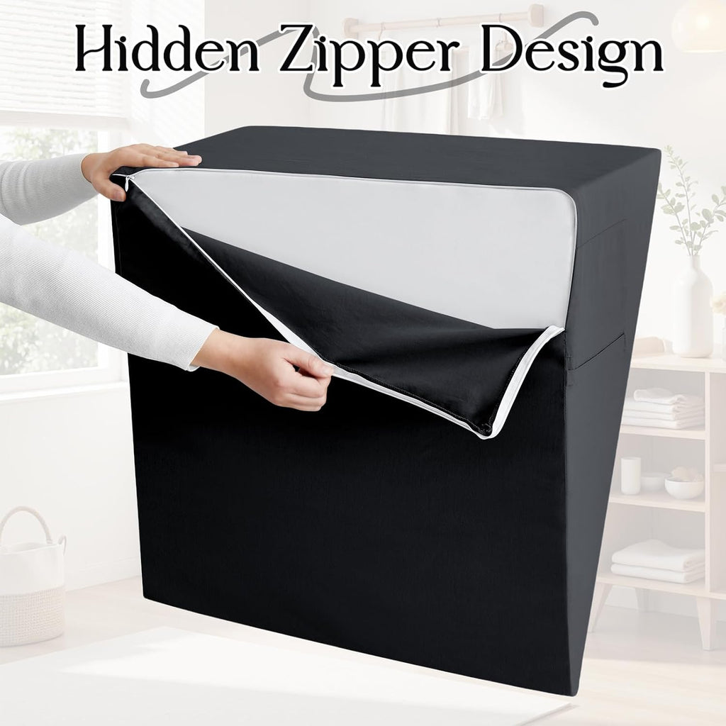 Cotton Wedge Pillow Cover for 24" x 24" x 7.5" Wedge Bed Pillow, Zippered Wedge Pillow Case Protector with Side Pocket, Black (Pillow Not…
