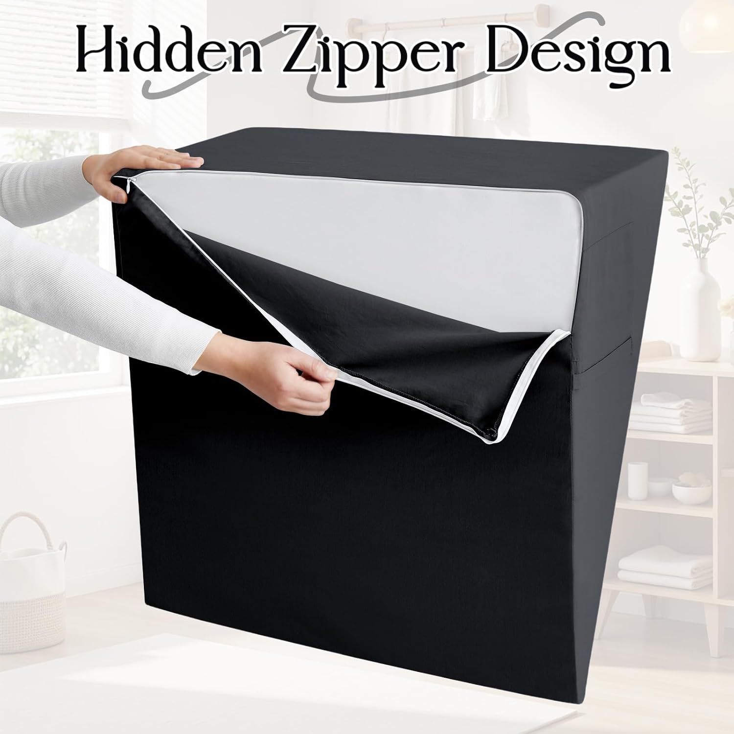 Cotton Wedge Pillow Cover for 24" x 24" x 7.5" Wedge Bed Pillow, Zippered Wedge Pillow Case Protector with Side Pocket, Black (Pillow Not…