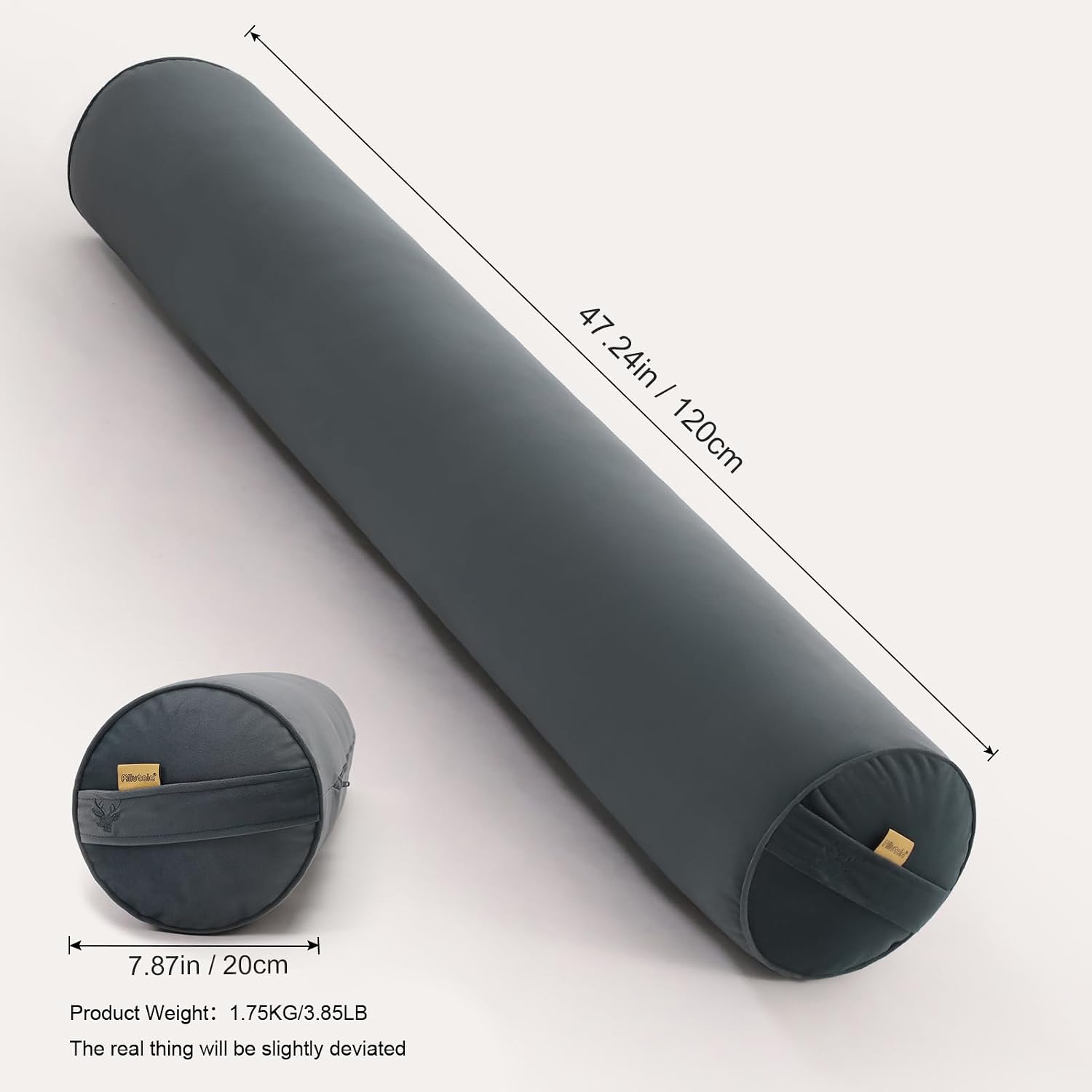Body Pillow for Adults, Long Round Pillow, Big Cylindrical Pillow, Large Full Bolster Pillows for Side Sleepers (Charcoal Gray, 47.24"*7.87")