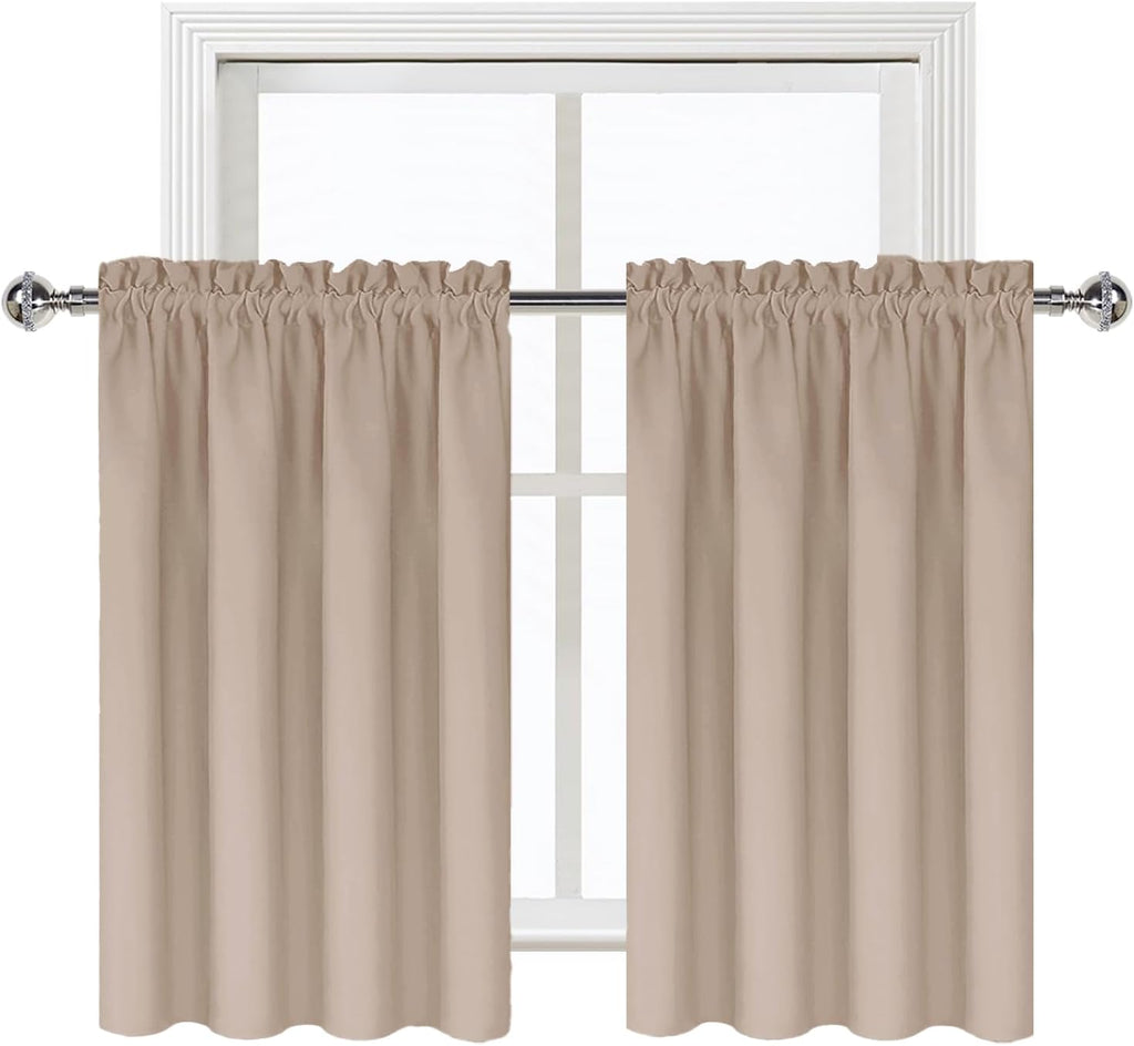 DWCN Blackout Curtains for Living Room Thermal Insulated, Energy Saving & Noise Reducing Bedroom Curtains, Camel, W 42x L 36 Inch, Set of…