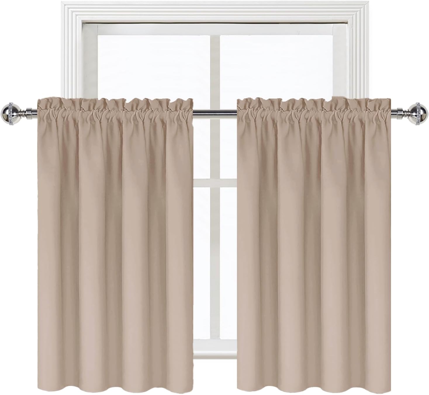 DWCN Blackout Curtains for Living Room Thermal Insulated, Energy Saving & Noise Reducing Bedroom Curtains, Camel, W 42x L 36 Inch, Set of…