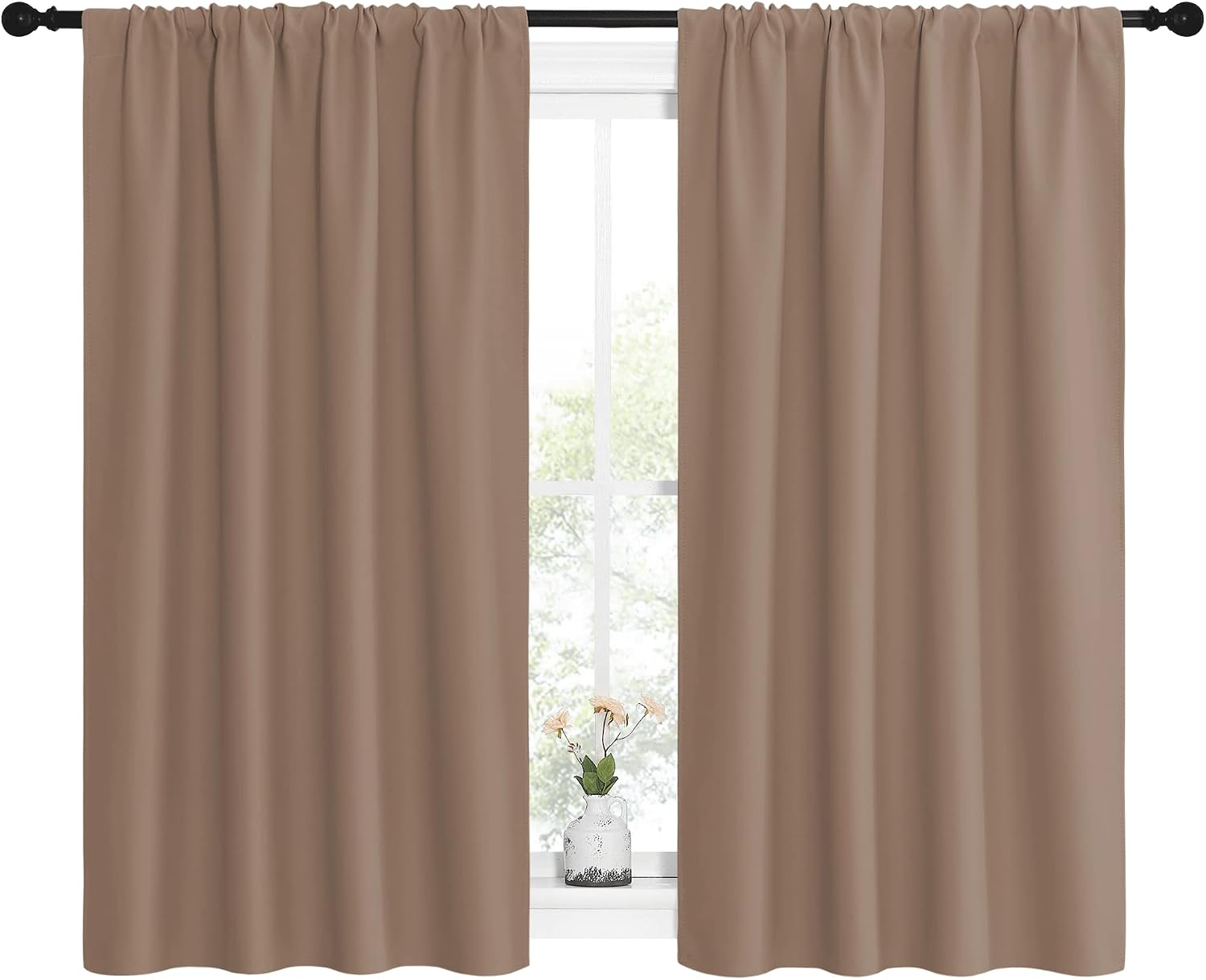 NICETOWN Kitchen Window Blackout Curtains - Window Treatment Thermal Insulated Rod Pocket Small Blackout Draperies/Drapes for…