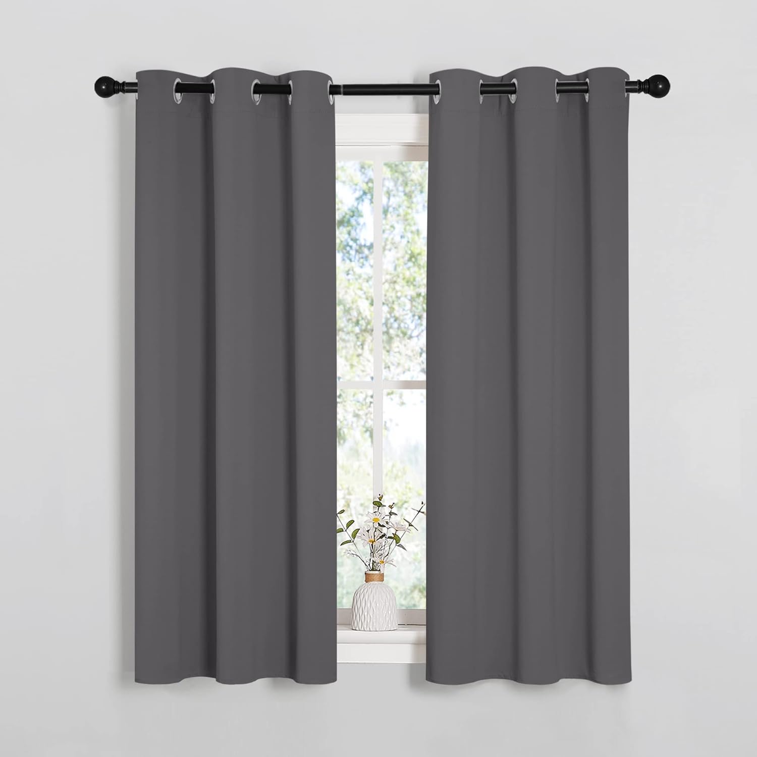 NICETOWN Bedroom Curtains Blackout Drapery Panels, Three Pass Microfiber Thermal Insulated Solid Ring Top Blackout Window Curtains/Drapes…