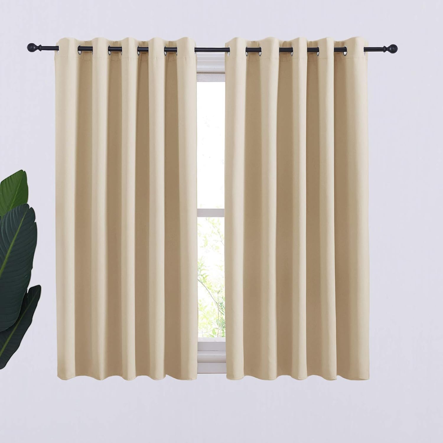 NICETOWN Room Darkening Curtain Panels for Cafe, Thermal Insulated Grommet Room Darkening Draperies/Drapes for Window (Biscotti Beige, 2…