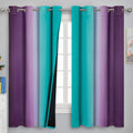 Estelartextiler Teal and Purple Gradient Curtains 63 Inch Length 2 panels, Ombre and Wavy Line Pattern Blackout Curtains for Kids Room, Ful…