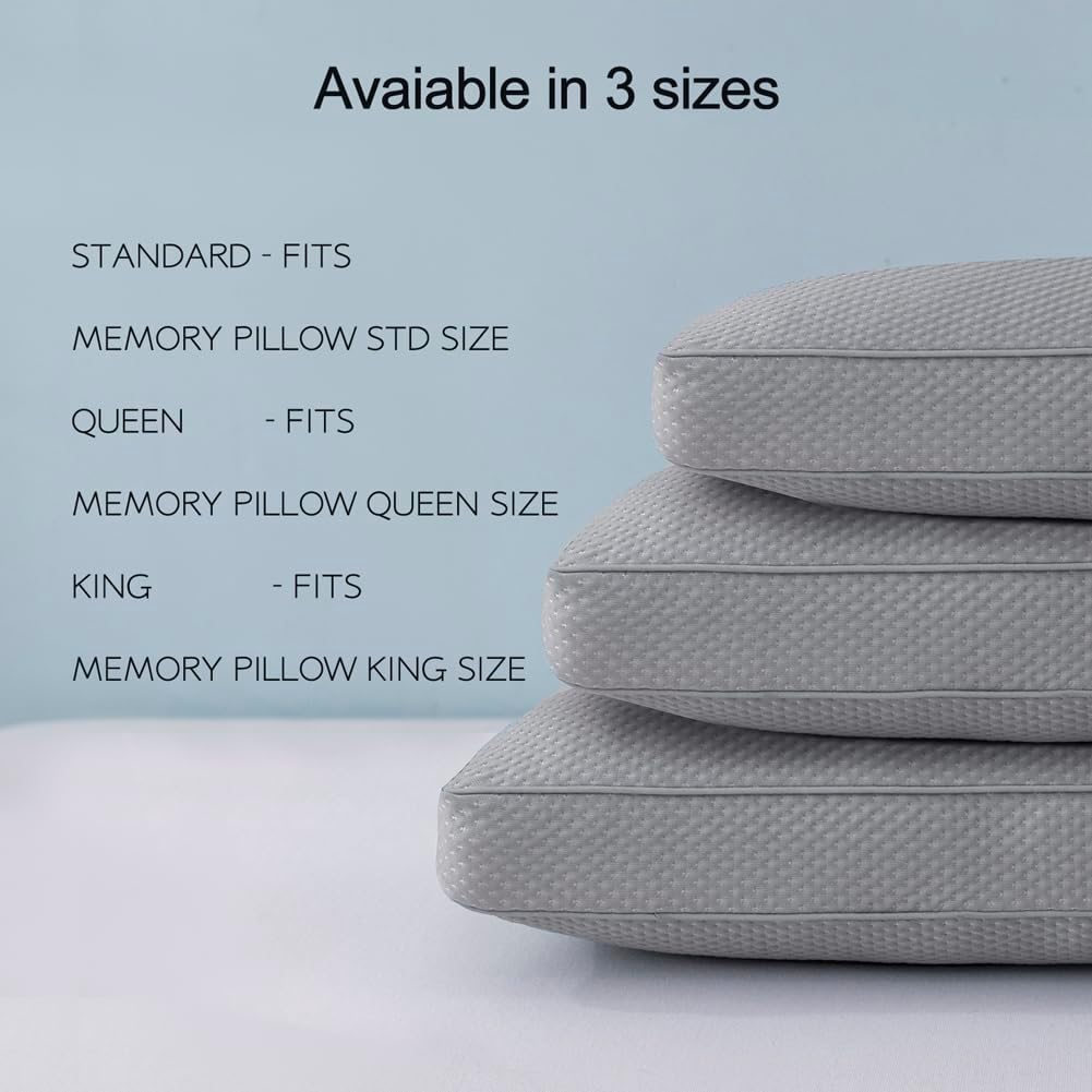STONECREST Cooling Gusseted Pillow Protector for Memory Foam Pillow- 1 PC, Zipper Premium Gusset Pillow Encasement Covers(Grey, Standard)