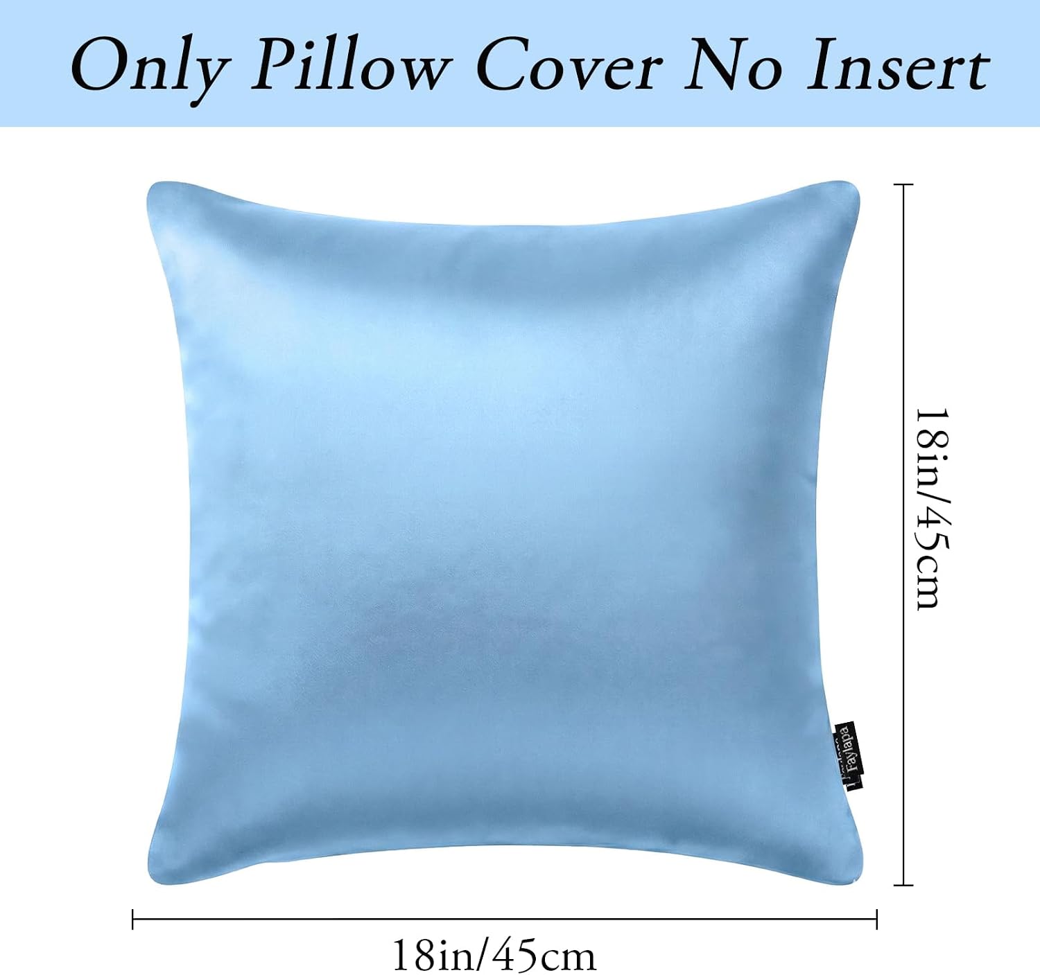 Faylapa 4 Pack Satin Throw Pillow Cases, Sky Blue Heavy Silk Satin Decorative Pillow Covers Solid Dyed Soft Pillow Cover Home Decor,18" x…