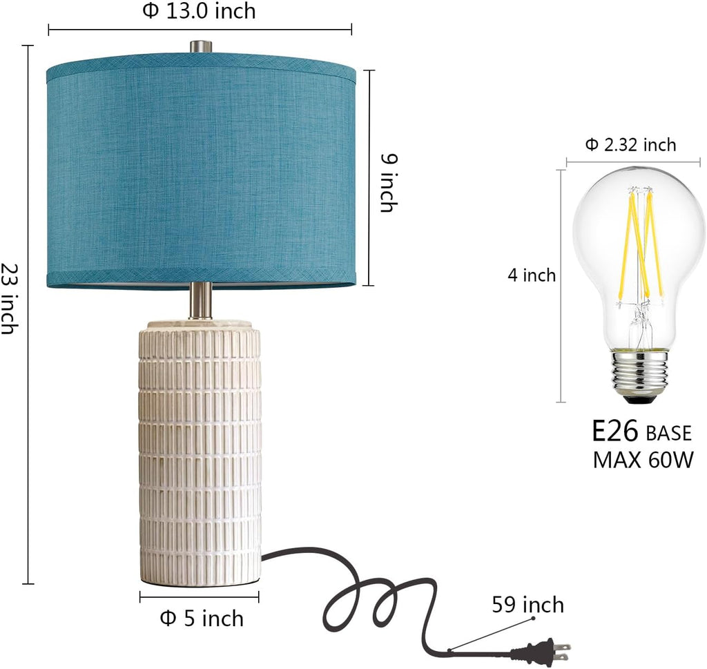 AIEAMPDO 23" Modern Ceramic Nightstand Table Lamps Set of 2, Nautical Lamps for Bedroom Bedside, Side Table Lamps for Living Room, Dining…
