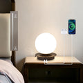Touch Bedside Table Lamp, Matte Black Modern Small Nightstand Lamp for Bedroom Living Room Kids Room, Milky White Globe Glass Desk Lamp…
