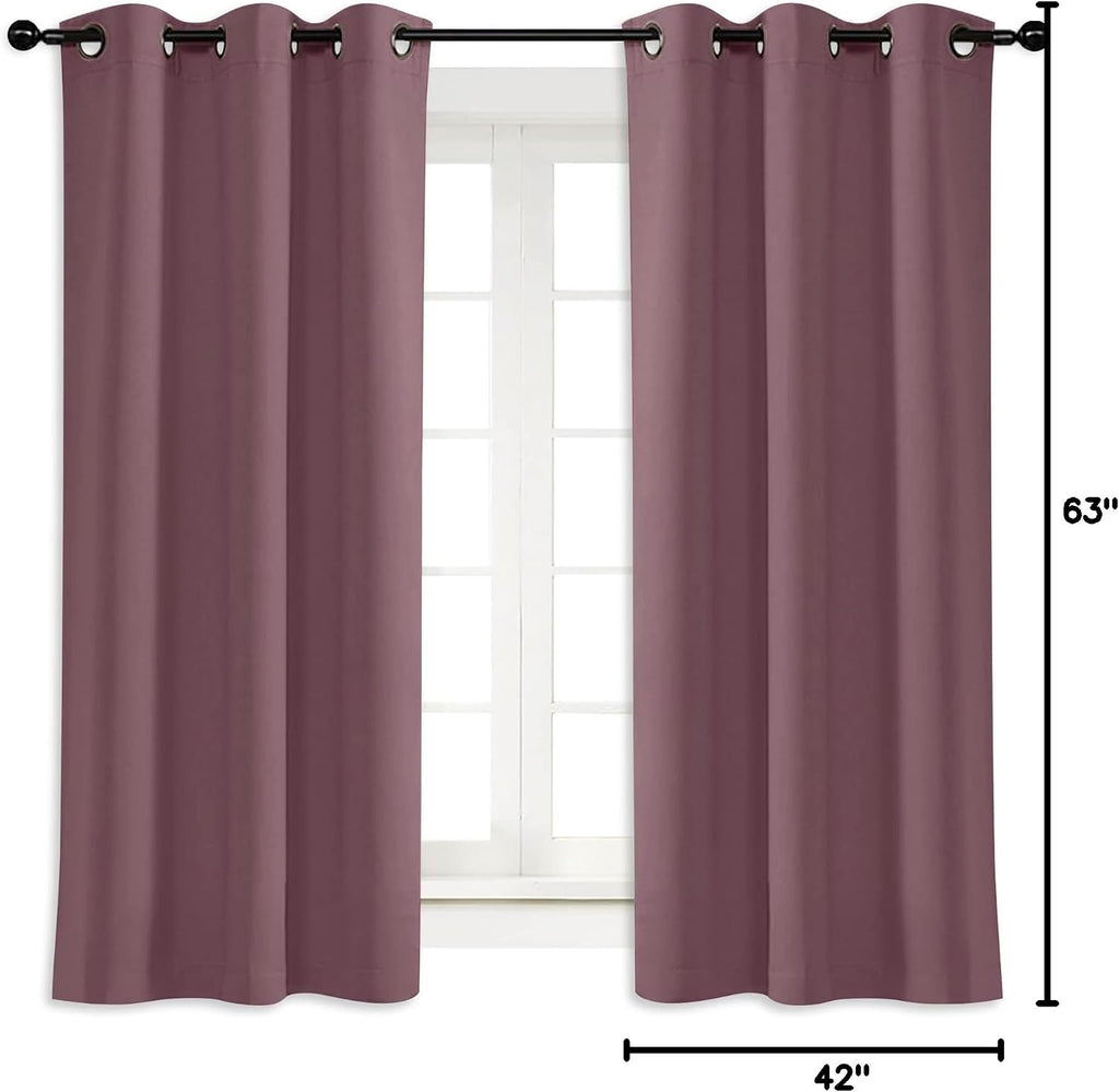 NICETOWN Kitchen Blackout Window Curtain Panel, Dry Rose, 1 Panel, 42 by 63 inches Long, Home Fashion Thermal Insulated Solid Grommet…