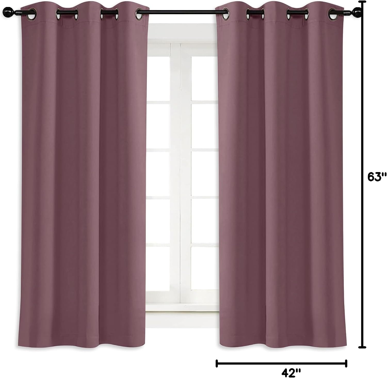 NICETOWN Kitchen Blackout Window Curtain Panel, Dry Rose, 1 Panel, 42 by 63 inches Long, Home Fashion Thermal Insulated Solid Grommet…
