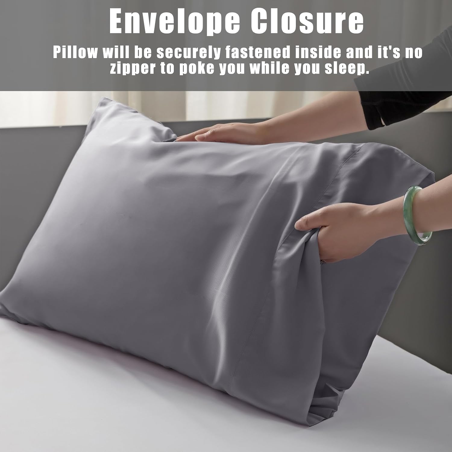 TELUS Pillow Cases King Size 2 Pack, Bamboo Rayon Cooling Pillowcases with Envelope Closure, Cool Breathable Pillow Case for Hot Sleepers…