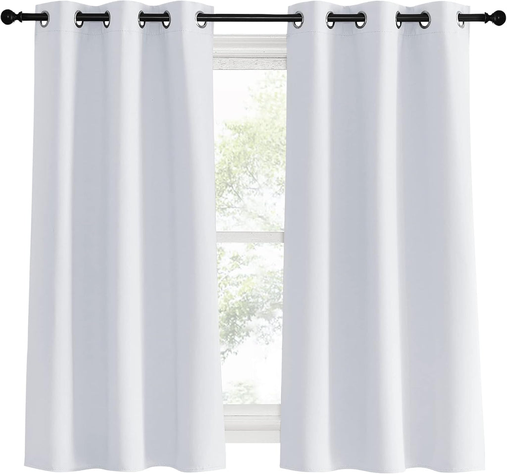 Nicetown Bedroom Curtains 2 Panels Set, 34 in x 60 in (W x L), Greyish White, easy maintenance Solid Thermal Insulated Silver Grommet…