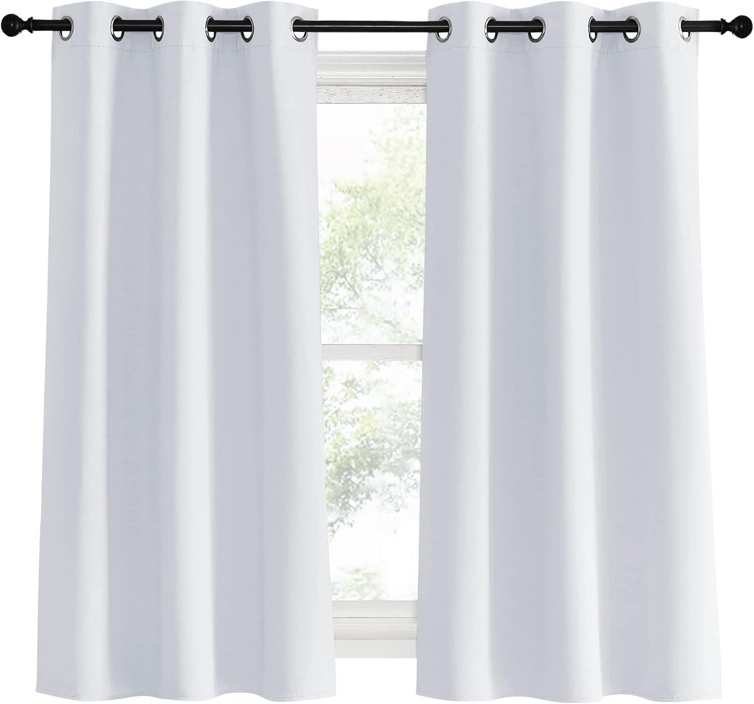 Nicetown Bedroom Curtains 2 Panels Set, 34 in x 60 in (W x L), Greyish White, easy maintenance Solid Thermal Insulated Silver Grommet…