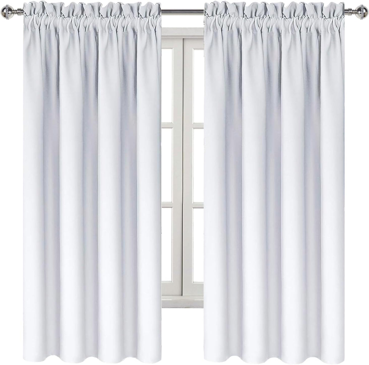 Dwcn White Room Darkening Blackout Curtains - Thermal Insulated Privacy Energy Saving Window Curtain Drapes 52 x 63 inch Length, Set of 2 B…